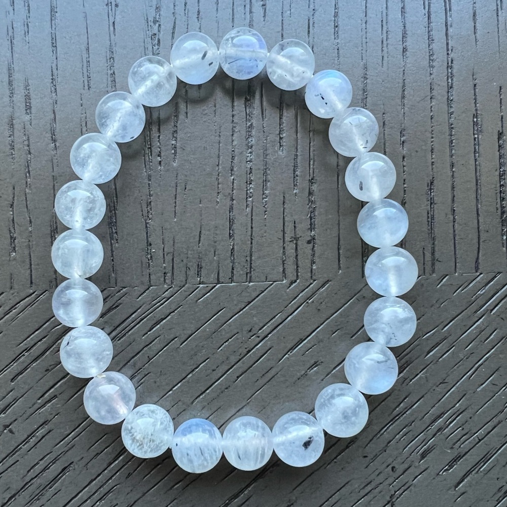 Blue moonstone bracelet 8mm SIZE 6.5-7’